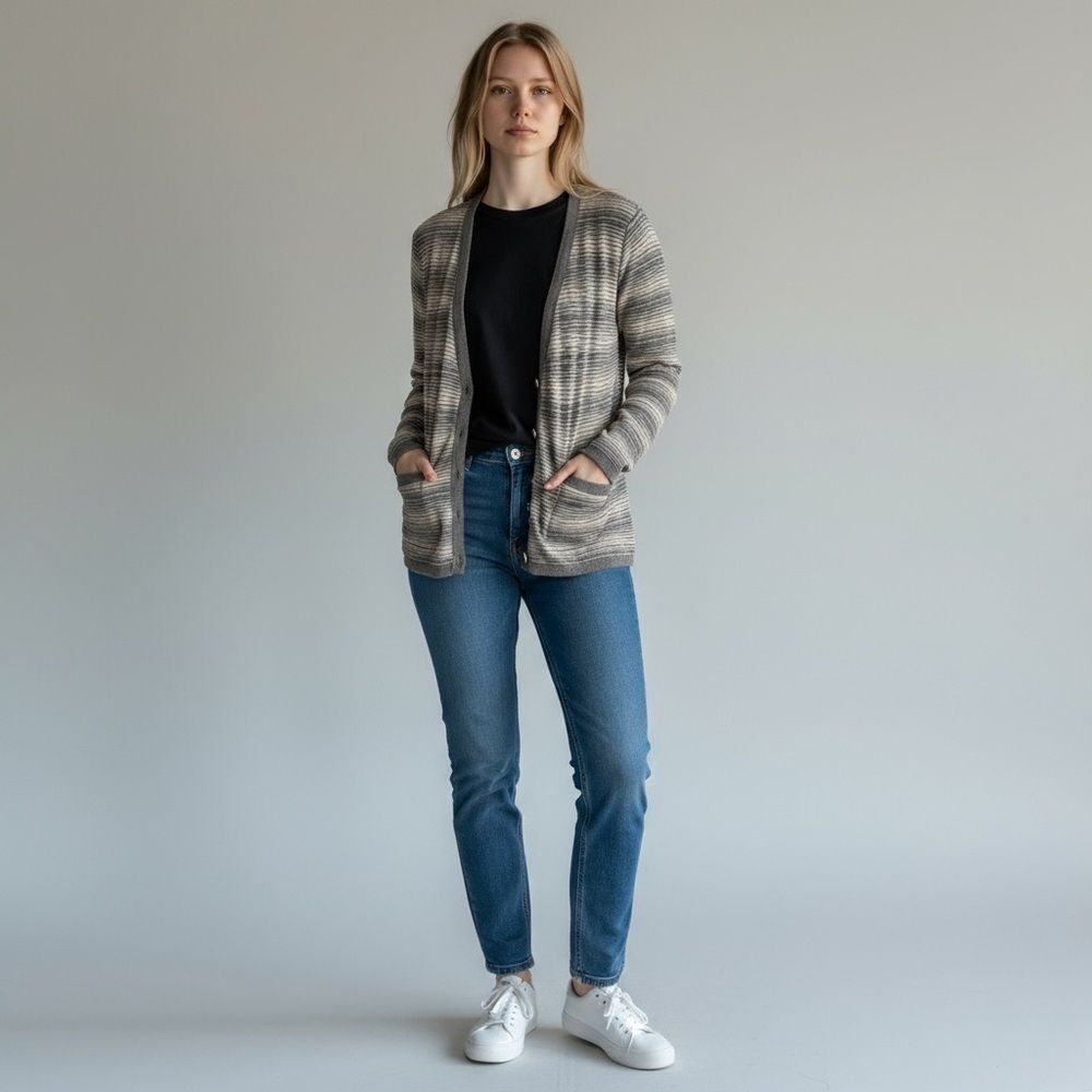 Vintage Juicy Couture Gray Striped Cardigan